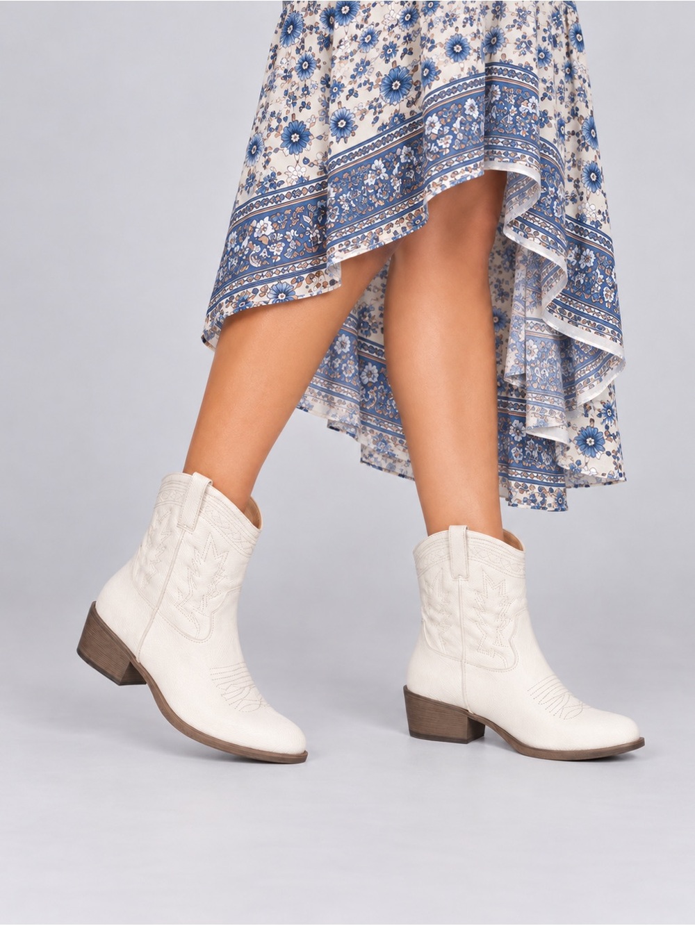 Ladies Coconuts by Matisse White Western Ankle Boots